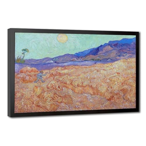 Champ de blé faucheuse Van Gogh cadre toile déco salon bureau 20x30
