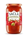 SACLA Mediterranean Puttanesca Cherry Tomato Pasta Sauce with No Added Sugar | 100% Italian Grown Tomatoes with Olives, Capers & Garlic | 24 oz Glass Jar | Imported from Italy | Non-GMO Authentic Italian Sauce