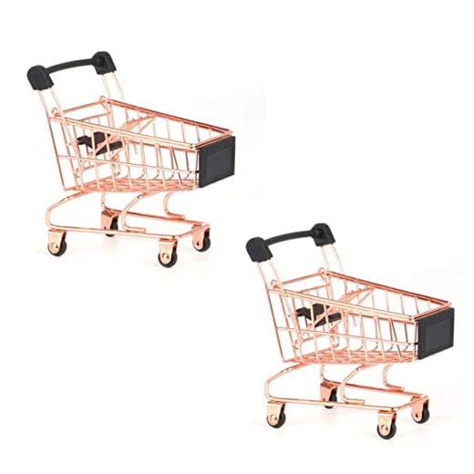 Beauy Girl 2 Pcs Mini Metal Shopping Cart, Mini Shopping Grocery Cart Supermarket Handcart Trolley Handcart Toy Shopping Carts