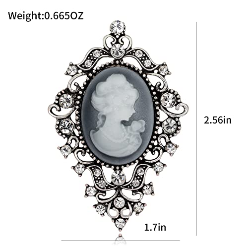Image of lureme Vintage Elegant Victorian Lady Beauty Cameo with Crystal Brooch Pin (br000017)