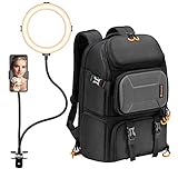 TARION Camera Backpack+ 8in Ring Light with Stand | Large Professional Camera Bag with 15 inch...