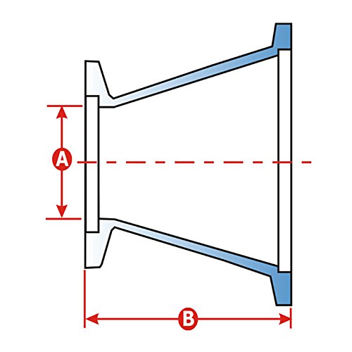 Image of Vacuum Conical Reducer KF-16 to KF-50 (NW-16 to NW-50), Vacuum Fitting, 304 Stainless Steel, Flange Adapter (KF50-KF16)