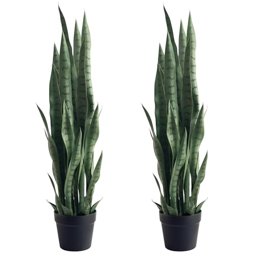 Fake Snake Plant 3ft Tall Faux Sansevieria with 24 Realistic