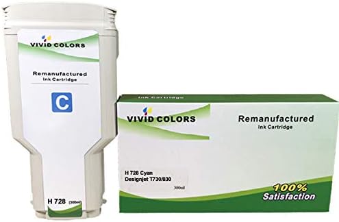 Vivid Colors VC Remanufactured Cyan 728 Ink Cartridge Replacement for Plotter T730 T830 Printer F9K17A C