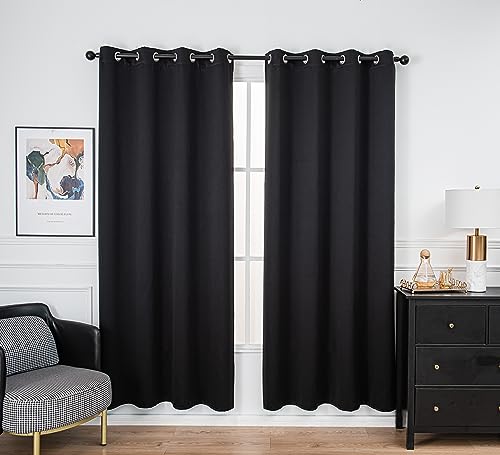 PI Blackout Door Curtain Thermal Insulated Room Darkening Privacy Doorway Curtain Window Treatment,for Front/Sliding Door/Closet/Patio(Black)
