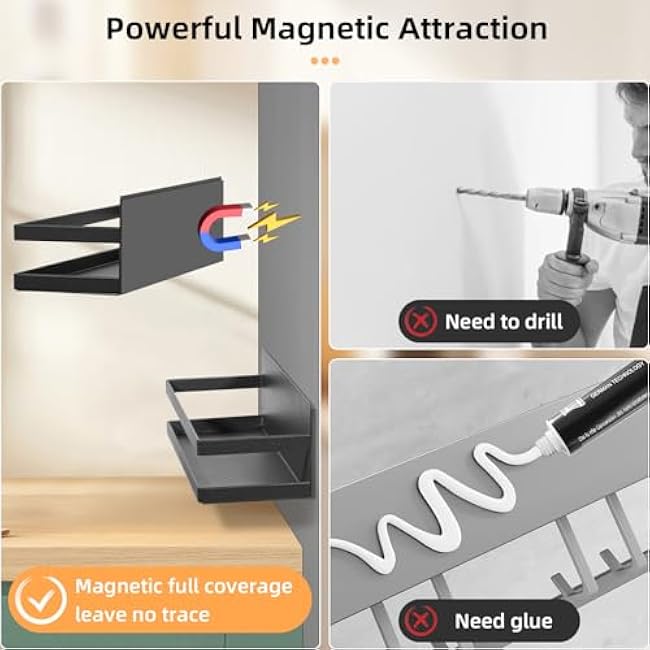 Uten Large Spice Rack for Refrigerator, 2 Pack Strong Magnetic Shelves, Moveable Fridge Organizer for Kitchen Holding Spices, Jars