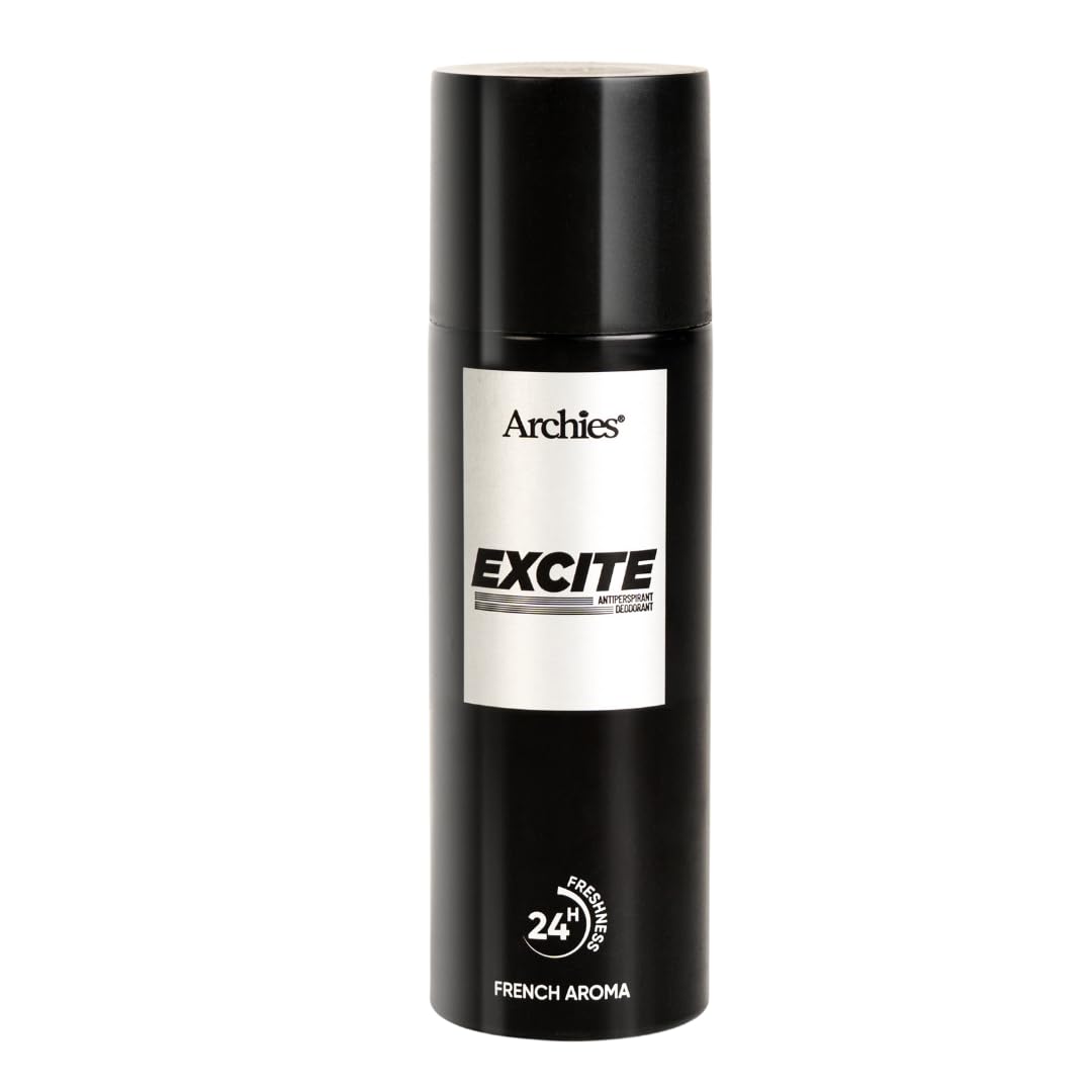 ARCHIES EXCITE Premium Deodorant for Men | Elite French Aroma | Longlasting fragrance with fruity & soothing notes | For Party, Outing, Office & Date with 10% Perfume Oil concentrated Deo-200ml