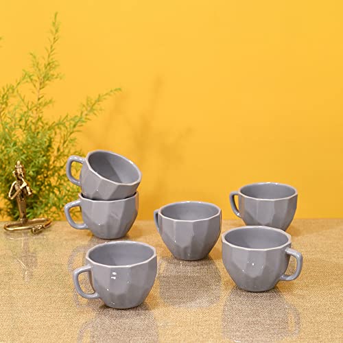 Image of AAKRITI ART CREATIONS Smokey Dent Tea Cups Set of 6 | Ceramic Cup Set | Multipurpose Utility Cups | Modern Art Ceramic Cups, Kitchen Essentials | Glossy Finish, Multicolor Tea Cup Set