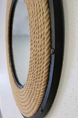 SBC Decor Newport Rope Round Wall Mirror, 30 1/2" x 1", Black/Natural - Image 2