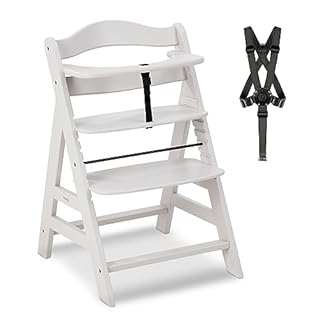 hauck Seggiolone Pappa in Legno Alpha+ - Seggiolone Evolutivo da 6 mesi fino a 90 kg - Sedia Evolutiva con Barra Frontale, Cintura Inguinale e a 5 Punti - Legno Certificato FSC® - Crema