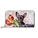 Produktbild JHGFG Mode Handtasche Reißverschluss Brieftasche Little Chihuahua Welpe Geschenkbox Telefon Clutch Geldbörse Abendkupplung Blocking Leder Brieftasche Multi Card Organizer