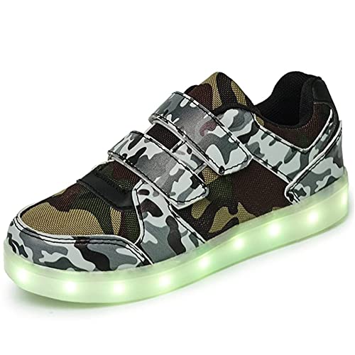 Elsaing Chaussures LED for Enfants, Chaussures Lumineuses à Chargement USB for garçons et Filles, Chaussures de Sport Lumineuses, Lumineuses 7 Couleurs Course camouflées for Enfants Plus âgés Cover