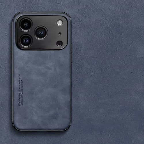 Étui iPhone 15 Pro Max Antichoc Bleu, protection cuir intégrale