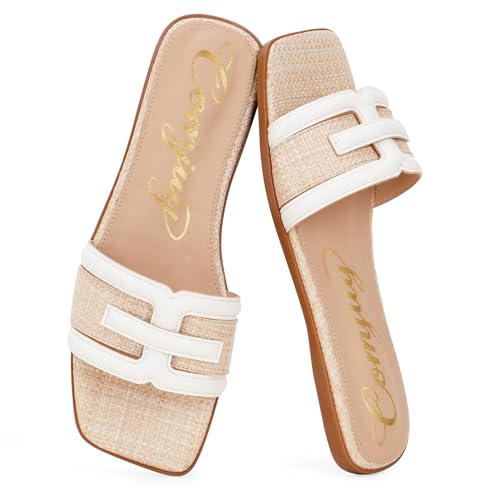 Image of Raffia Sandals Womens Heeled Sandals Comfortable 2 Inch Kitten Heels Lightweight Square Toe Summer heels
