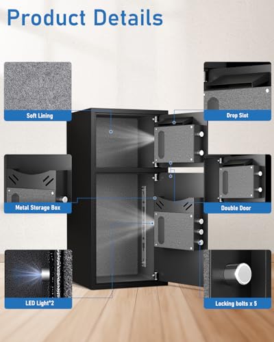 Image of 6.5 Cubic Safe, Extra Large Home Safe Box Fireproof Waterproof, Digital Safes with Deposit Slot & Metal Storage Box, Soft Lining Money Safe with Backlit Keypad & Dual Alarm for Home Office