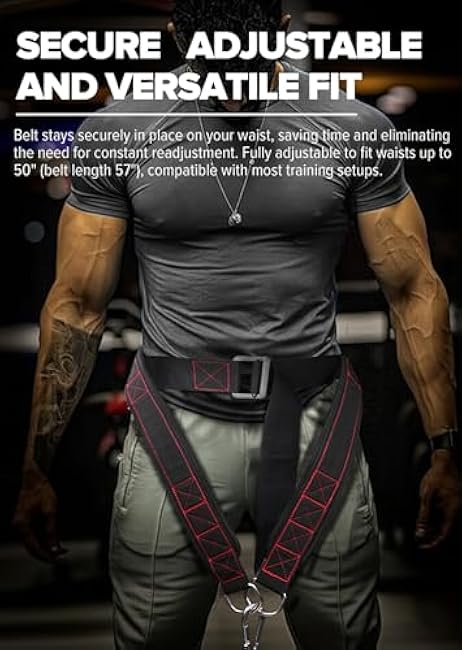 Belt for Belt Squat Dip Belt Weighted Pull Up, Heavy Duty with Structured Back Support and Squat Machine Compatible