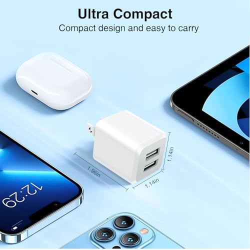 Image of USB Wall Charger，Dual A USB Port Cube Power Plug Adapter，Fast Phone Charger Block Charging Box Brick for Phone 16 15 14 13 12 11 Pro Max 10 Se X 8 7 Plus,and More【2 Pack】