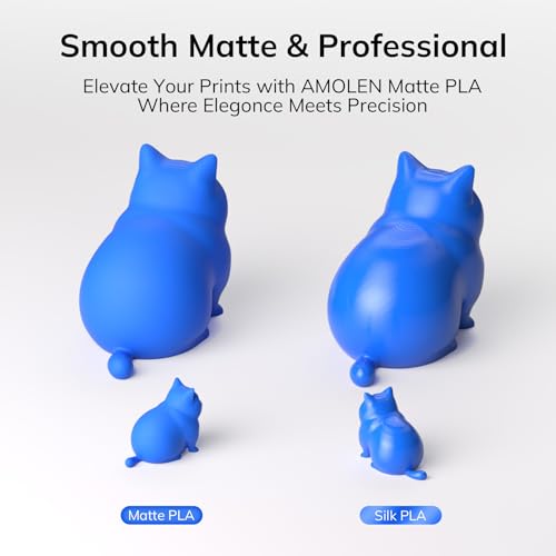 Image of AMOLEN Matte PLA 3D Printer Filament, Blue PLA Filament 1.75mm with Smooth Finish, 3D Printing Filament for Most FDM 3D Printers, Dimensional Accuracy + /- 0.02mm, 1kg Spool (2.2lbs)