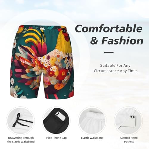 YANYU Flower Heart Chicken Print Men Hawaiian Shorts Quick Dry Swim Trunks Surfing Beach Vacations Summer Activity4