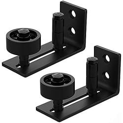 WINSOON 2PC Guía de suelo para puerta corredera de granero montado en la pared para rodillos de soporte ajustables de fondo empotrado, juego de 2,8 opciones de configuración