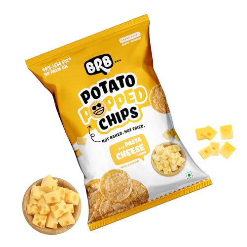 Image of BRB Potato Popped Chips | Pasta Cheese Flavour | Not Fried. Not Baked | 60% Less Oil, Lower Calorie, No Palm Oil, Healthy Snack | 48g /51g Pack (weight may vary)