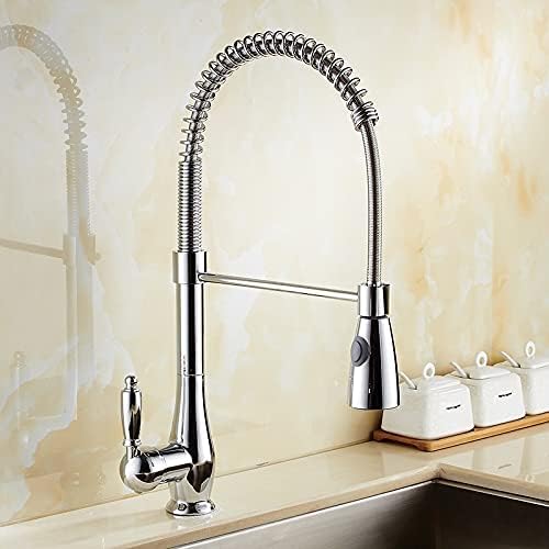 Kitchen Faucet Pull Out Chrome Brass Spring Sink Swivel Spout Tall Vessel Mixer Tap Faucets