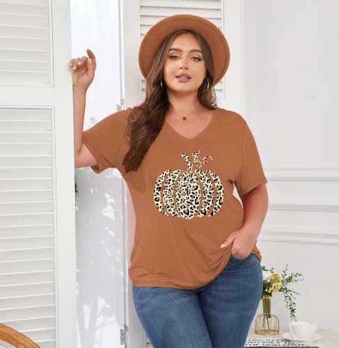Image of ForHailey Women's Plus Size V Neck Tops Summer Short Sleeve T Shirt