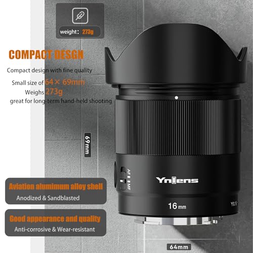 Image of YONGNUO 16mm F1.8 Lens for Sony E Mount APS-C Mirrorless Cameras