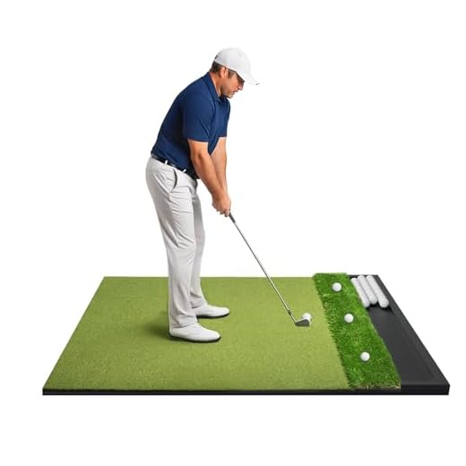 Dual-Turf Golf Hitting Mat with Tray