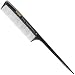 Kent SPC82 Black Hard Rubber All Fine Teeth Handmade Comb with Rat Tail (220mm) - Anti-Static, Unbreakable & Heat Resistant for Men / Women