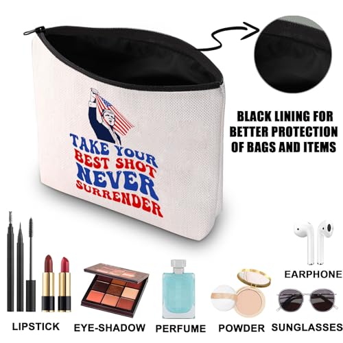 Fist Pump Makeup Bag Shooting President Gift Fight Fight Fight Gifts Never Surrender Gifts MAGA Zipper Bag (Take Your UK) - Image 3