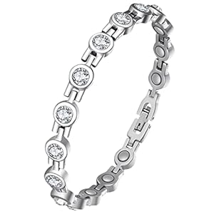 Jecanori Damen Magnetarmband Silber Zirkonia Magnetfeldtherapie