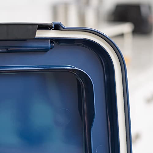Iris Usa 3-Piece 42 Lbs / 57.5 Qt Weatherpro Airtight Pet Food Storage Container Combo With Scoop And Treat Box For Dog Cat And Bird Food, Stackable, Keep Pests Out, Translucent Body, Bpa Free, Navy #TOP4