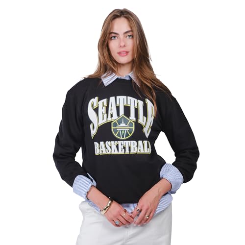 Ultra Game WNBA Official Womens Super Soft Oversized Crew Sweatshirt, Seattle Storm, Team Color, Large