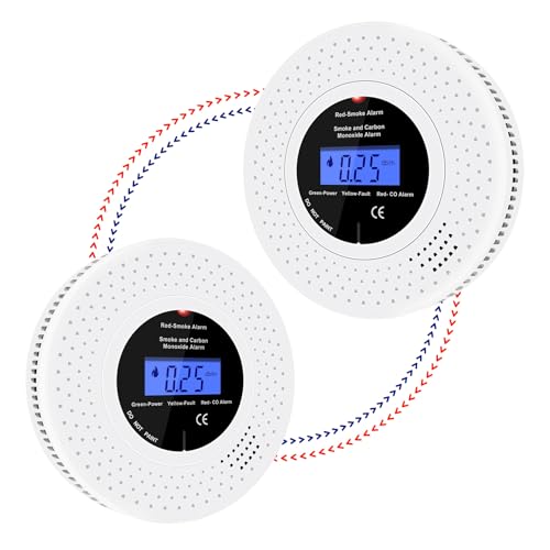 iMeistek Kabelloser Rauch- und Kohlenmonoxidmelder, 2 Stück