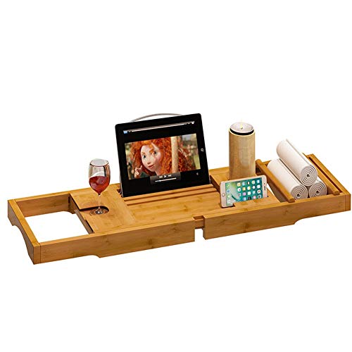 Preisvergleich Produktbild Badewannenschale Gesunde versenkbare Badbrücke Luxuriöser, umweltfreundlicher Badetisch für Tablet Kindle Smart Phone Buchrahmen Weinglashalter