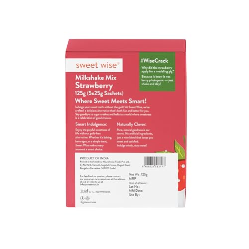 Image of Sweet wise Strawberry Milk shake -125gm| Natural Powder| No refined sugar| No Artificial Preservatives