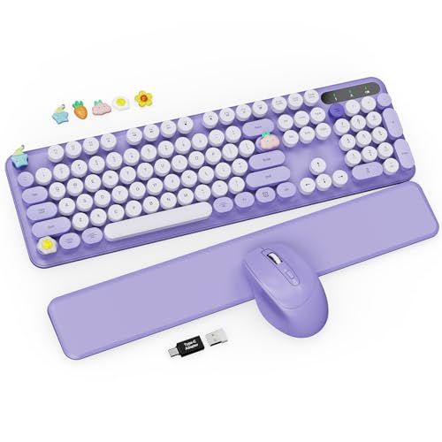 Clavier de machine à écrire violet sans fil pour bureau et télétravail