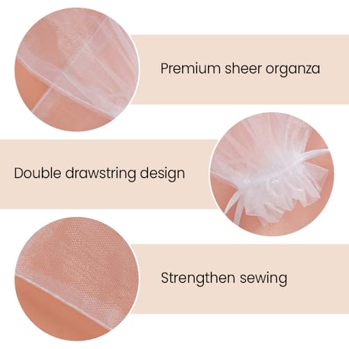 Image of Meowoo 100PCS White Organza Bags, 4x6in Mesh Gift Bags Drawstring for Jewelry, Candy, Christmas, Sachets, Festivals, Bathroom Soaps, Makeup Organza, Wrapping Supplies