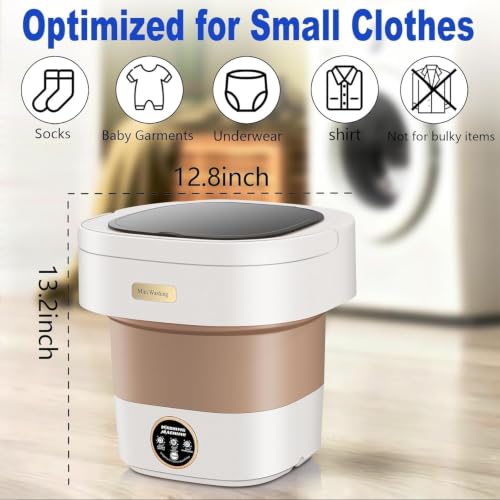 Image of Portable Washing Machine,Mini Washer -16L Upgraded With Spin Basket,Small Clothes Folding Washing Machine Of Underwear, Baby And Small Clothes,Suitable For Home Apartments Dormitories, Hotels Beige D2