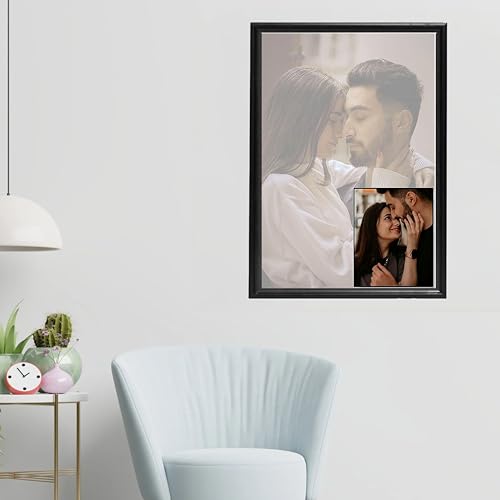 Image of Customized Rectangular Wood Photo Frame With Photo Upload|Personalized Wall Picture Framed For Birthday Gifts,Anniversary Gift,Wedding-16X24 Inch-Two Images,Black