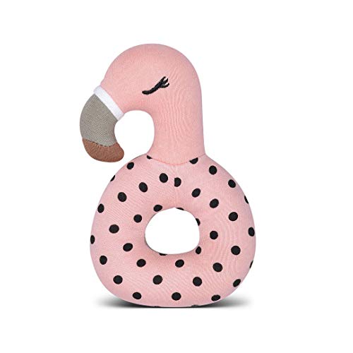 Image of Apple Park Organic Farm Buddies - Franny Flamingo Teething Rattle, Baby Toy for Infants - Hypoallergenic, 100% Organic Cotton