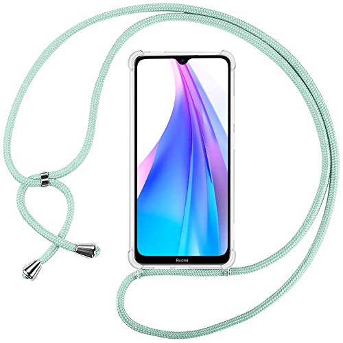 Fundas Para Xiaomi Redmi Note 8T Ingen Funda con Cuerda para Xiaomi Redmi Note 8T - Carcasa Transparente TPU Suave Silicona Case con Colgante - Verde