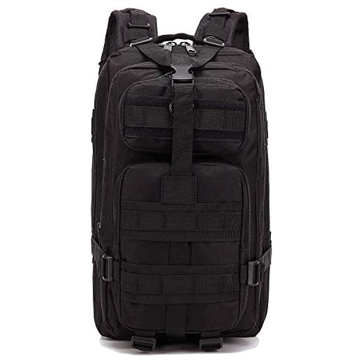 LHI 30L Mochila Táctica Militar Mochila para Hombre y Mujer, Mochila de duradera multifuncional con muchos bolsillos para Senderismo Acampada Montañismo, pescar,Caza, Aire Libre Ciclismo, negro