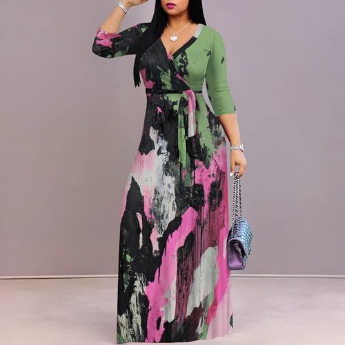 PINKPATTY Women's Plus Size Maxi Dress 3/4 Sleeves Casual Flowy Long Dress for Vacation with Pockets - Image 6