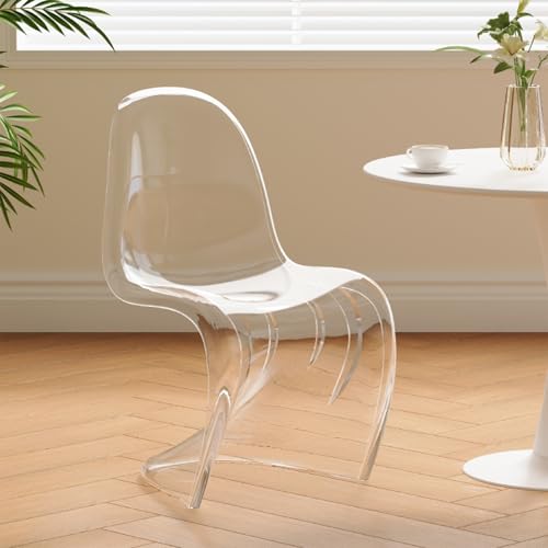 Sedie Sala da Pranzo Trasparenti Moderne, Eleganti Sedie Impilabili in Plastica, Non Richiedono Montaggio, per Tavolo da Pranzo, Soggiorno, Toletta(Clear)