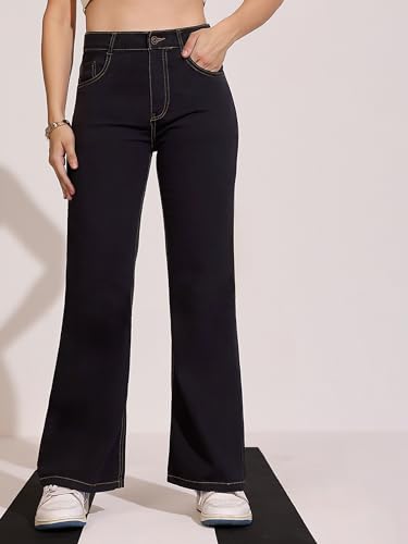 Image of Dolce Crudo Boot Cut High Rise Cropped Jeans for Women