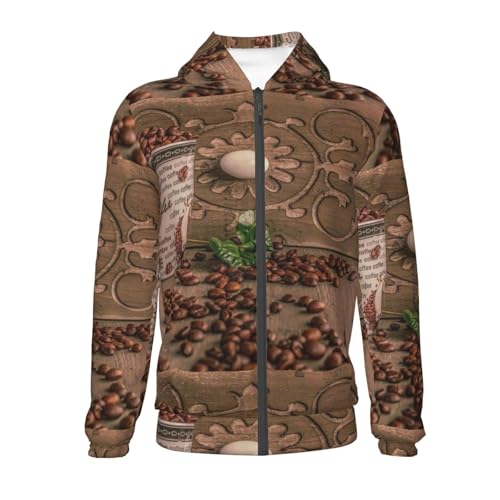 Coffee Beans Kids Pullover Hoodies Boys Zip Up Sweatshirts Girls Athletic Clothes with Pocket2