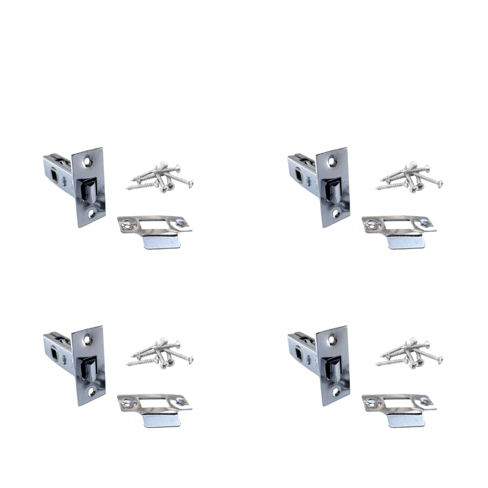 Pack of 4 Tubular Mortice Latches – 64mm (2.5") Nickel Plated | Internal Door Latch Set with Screws & Strike Plates | 8mm Spindle Hole | 44mm Backset | Smooth, Durable & Easy to Install