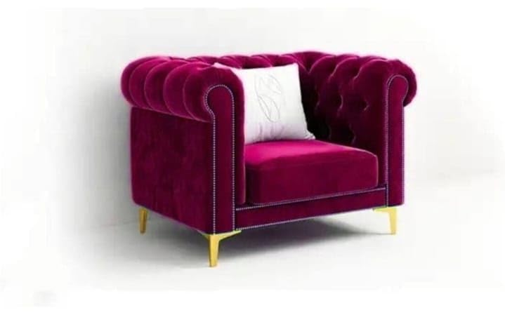 Image of Classic 3+1= 4 Seater with Footrest Seater Sofa Set Luxury Chesterfield Modern Fahionalable Sleeper Sofa for Living Room, Dining Room, (Purple)
